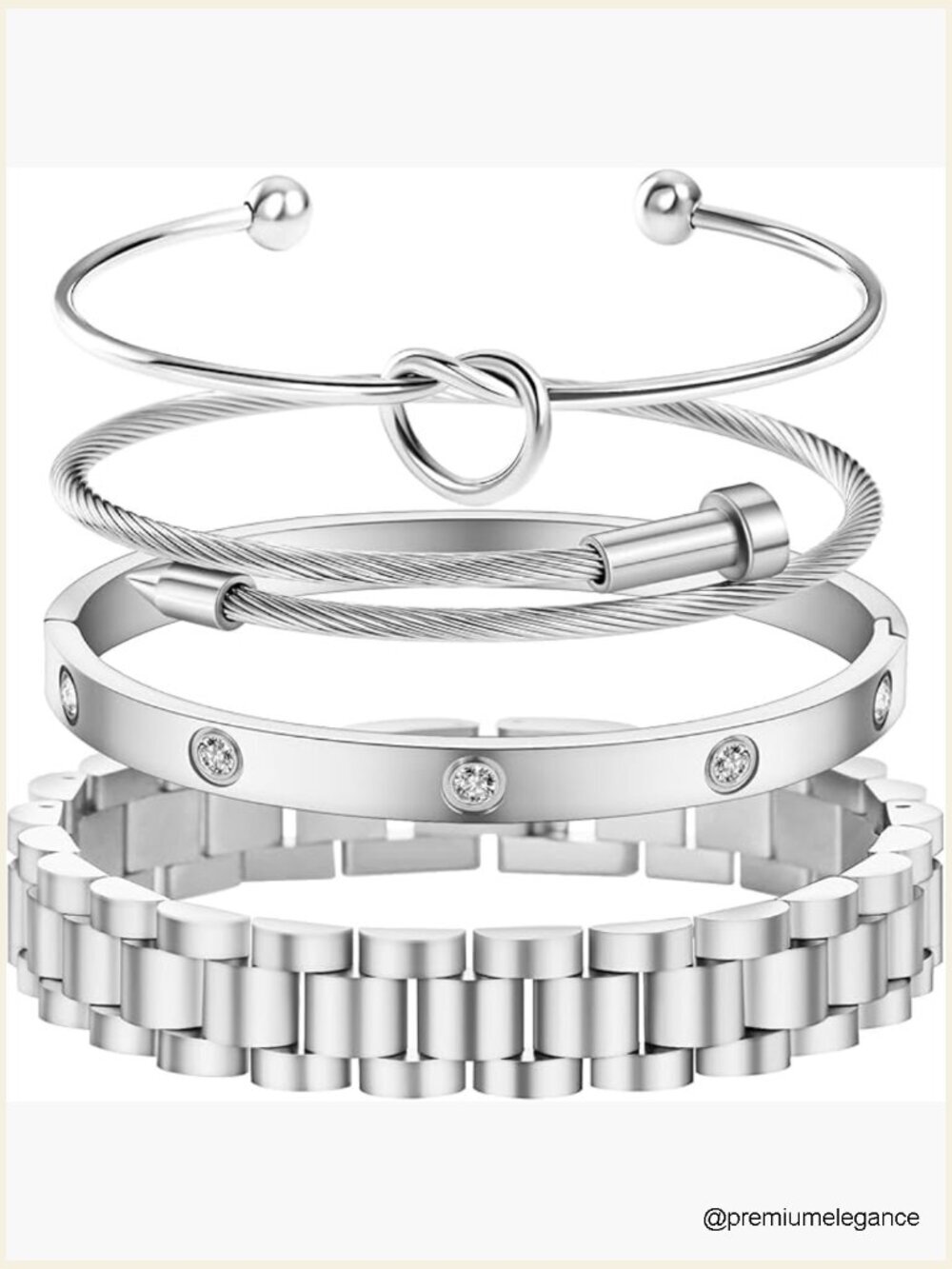 Stackable Gold Bangles Bracelet Set CZ Cubic Zirconia 18K Gold Plated Stainless